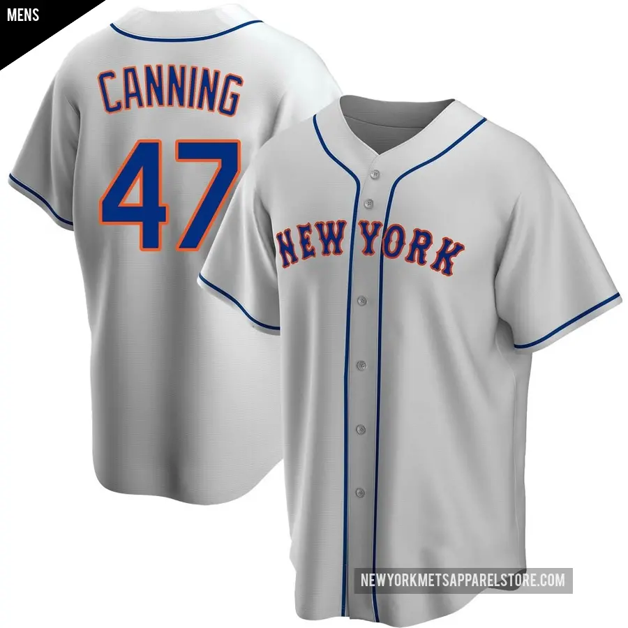 Men's New York Mets ＃47 Griffin Canning Replica Gray Road Jersey