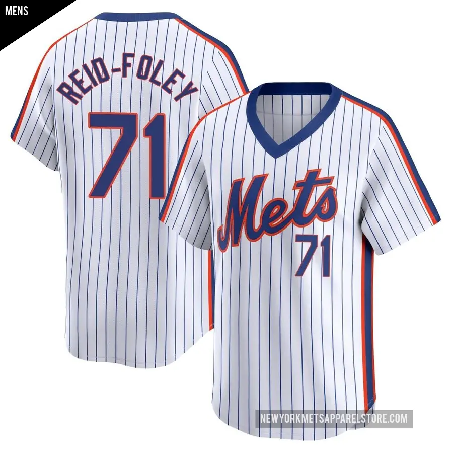 Men's New York Mets ＃71 Sean Reid-Foley Limited White Cooperstown Collection Jersey