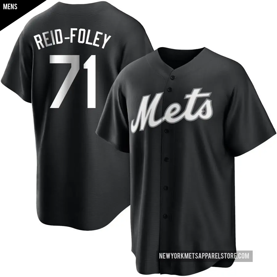 Men's New York Mets ＃71 Sean Reid-Foley Replica Black/White Jersey