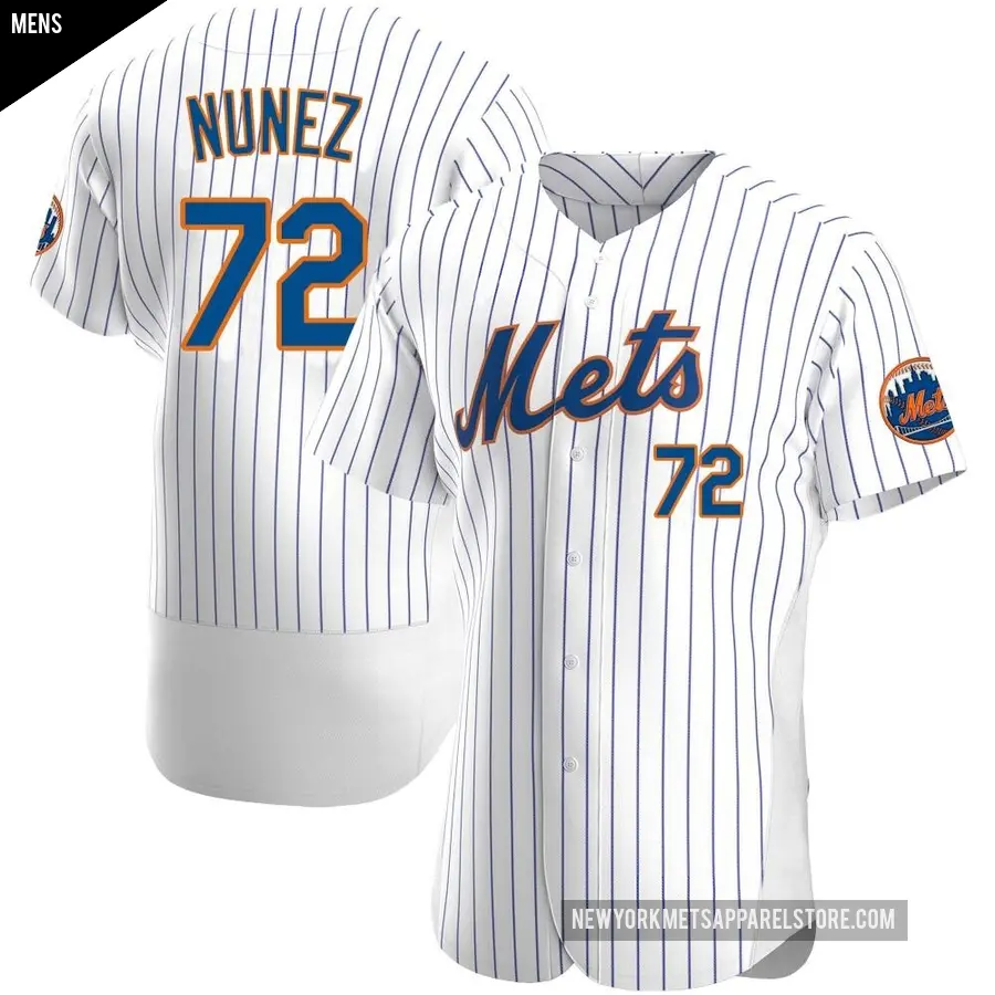 Men's New York Mets ＃72 Dedniel Nunez Authentic White Home Jersey