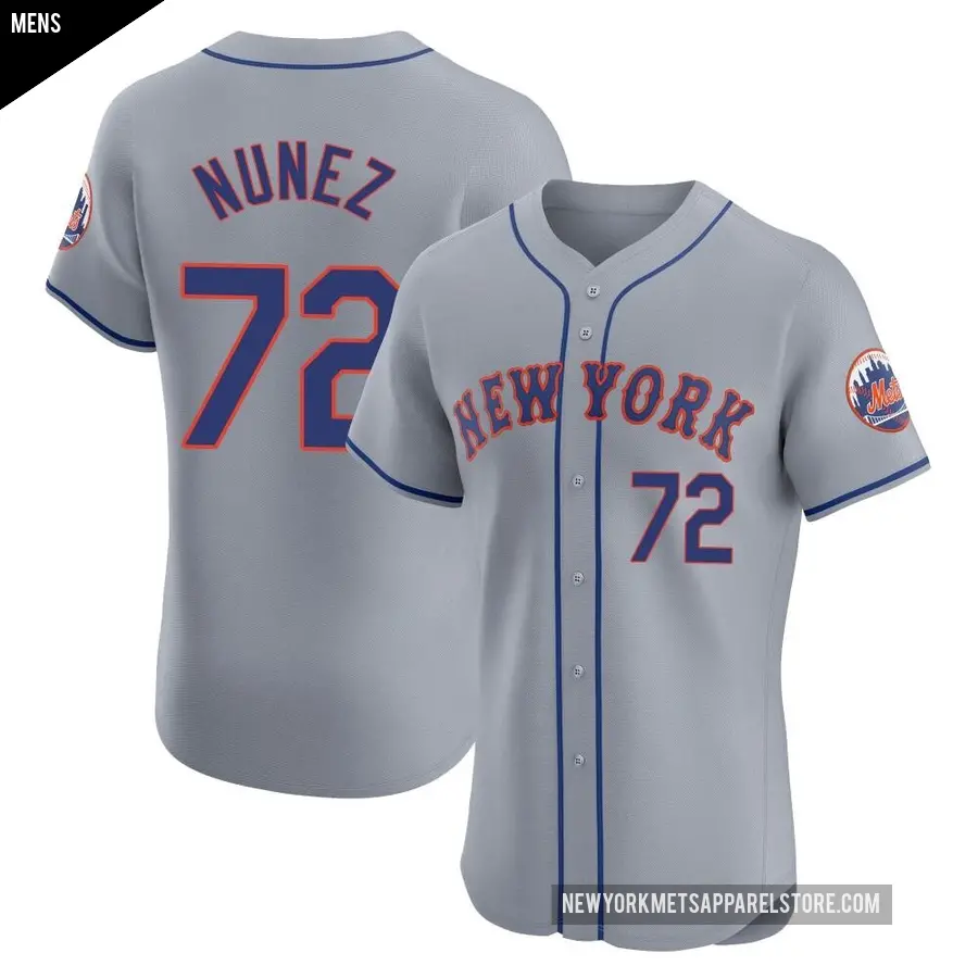 Men's New York Mets ＃72 Dedniel Nunez Elite Gray Road Jersey