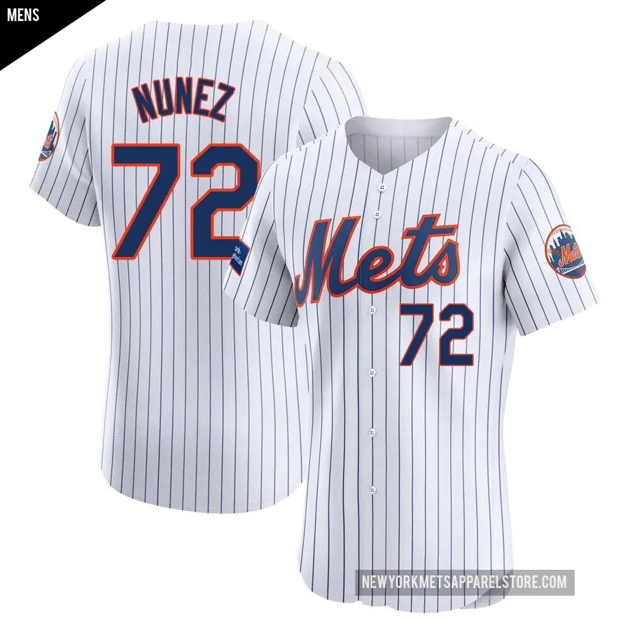 Men's New York Mets ＃72 Dedniel Nunez Elite White Home Patch Jersey