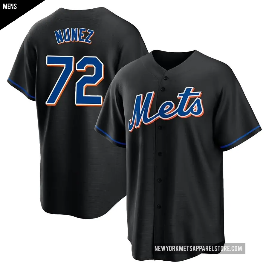 Men's New York Mets ＃72 Dedniel Nunez Replica Black 2022 Alternate Jersey