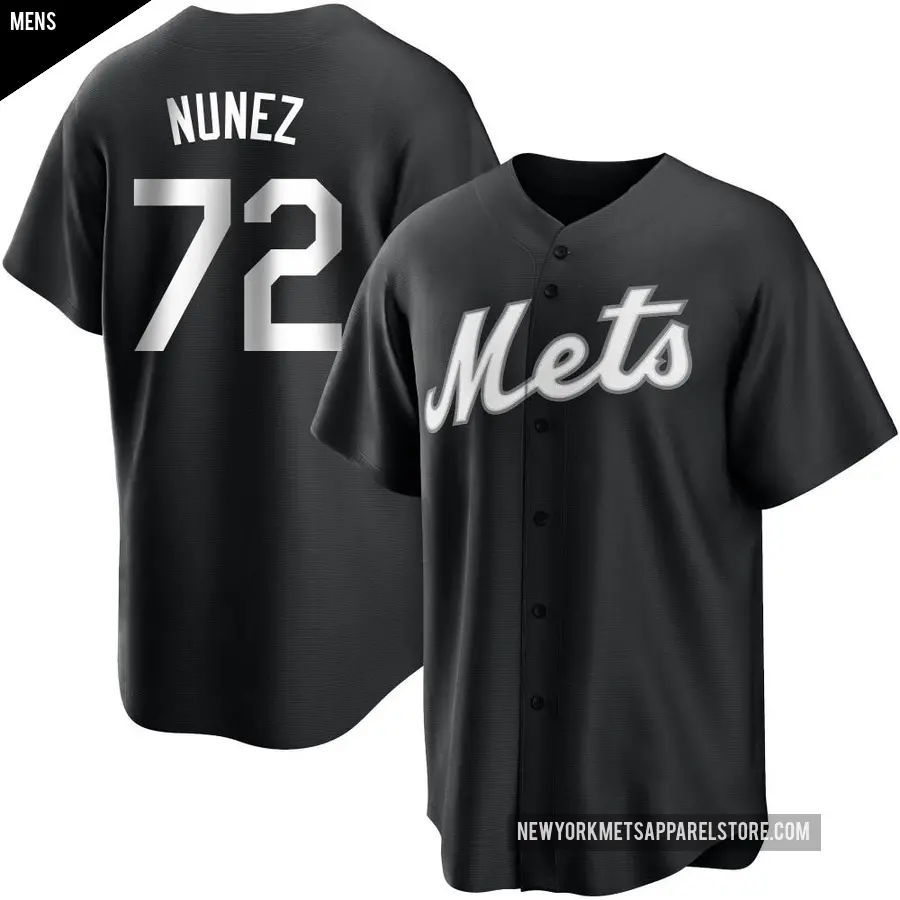 Men's New York Mets ＃72 Dedniel Nunez Replica Black/White Jersey