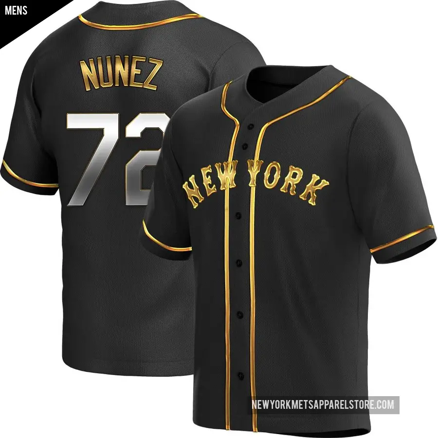 Men's New York Mets ＃72 Dedniel Nunez Replica Gold Black en Alternate Jersey