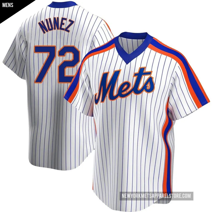 Men's New York Mets ＃72 Dedniel Nunez Replica White Home Cooperstown Collection Jersey