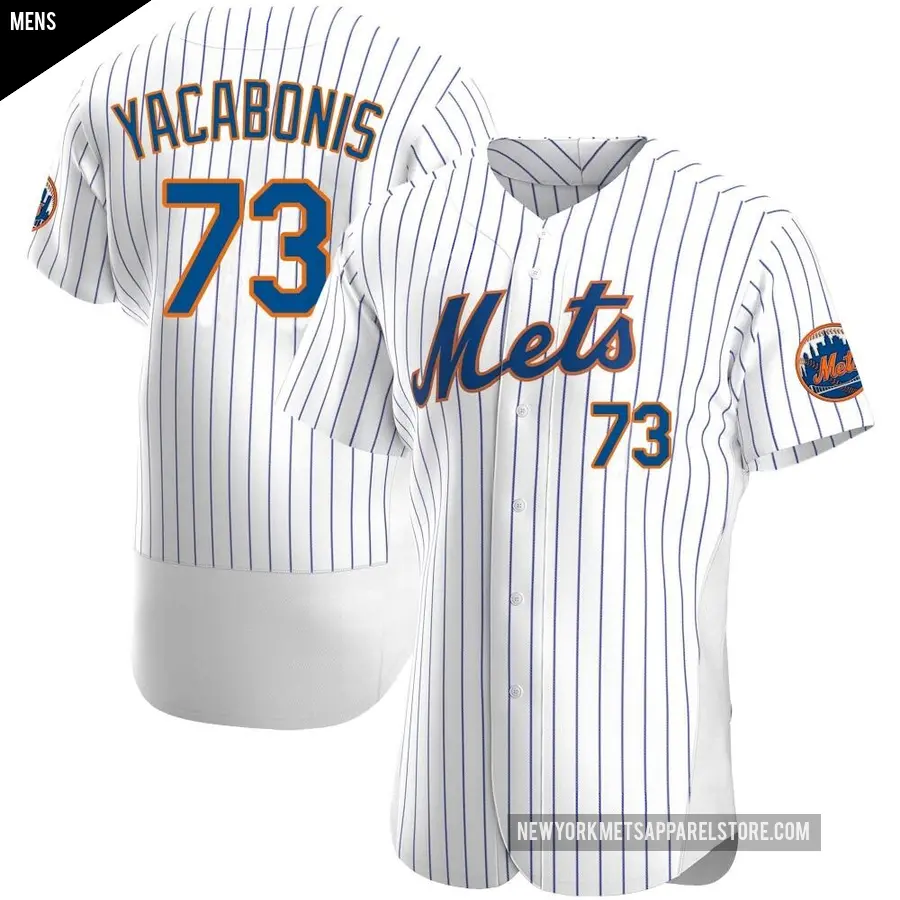 Men's New York Mets ＃73 Jimmy Yacabonis Authentic White Home Jersey