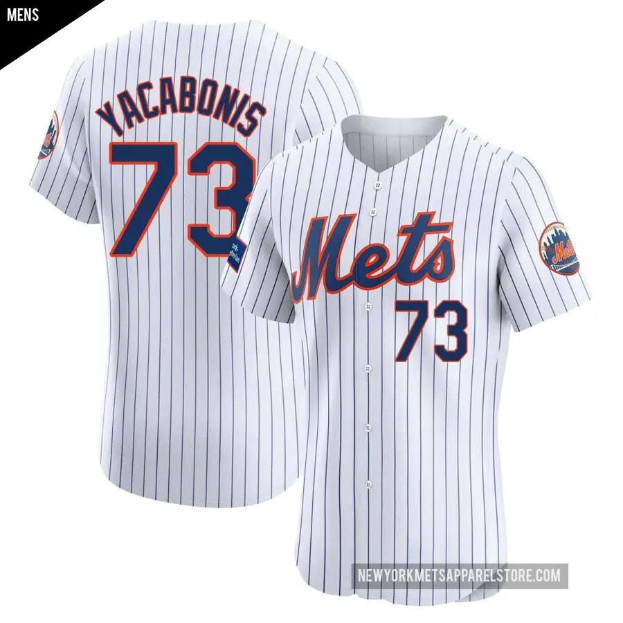 Men's New York Mets ＃73 Jimmy Yacabonis Elite White Home Patch Jersey