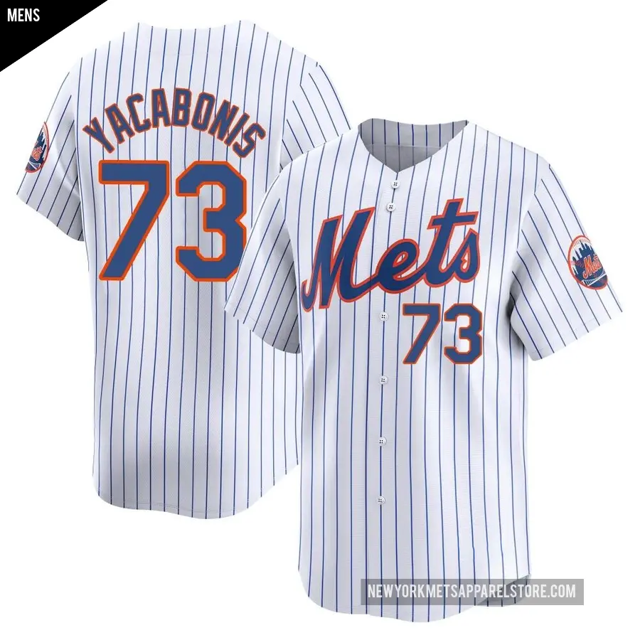 Men's New York Mets ＃73 Jimmy Yacabonis Limited White Home Jersey