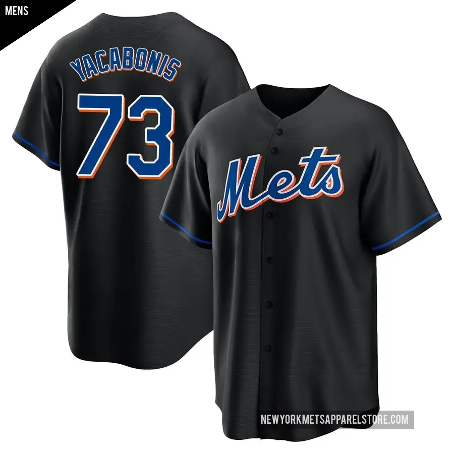 Men's New York Mets ＃73 Jimmy Yacabonis Replica Black 2022 Alternate Jersey