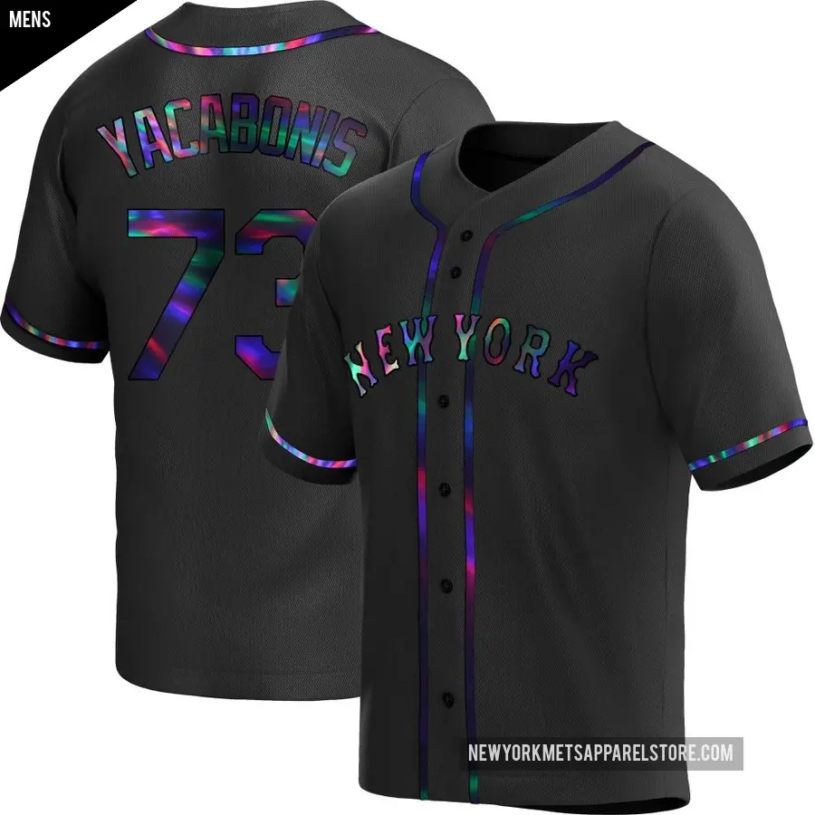 Men's New York Mets ＃73 Jimmy Yacabonis Replica Black Holographic Alternate Jersey