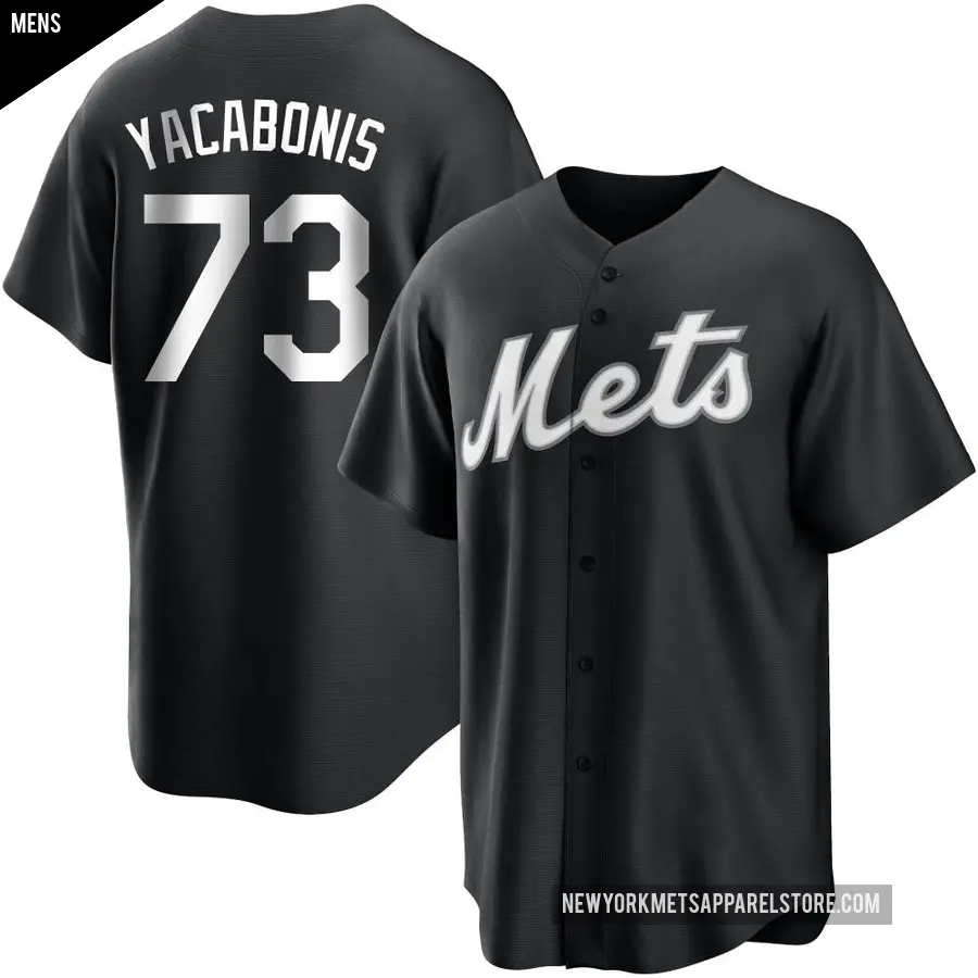 Men's New York Mets ＃73 Jimmy Yacabonis Replica Black/White Jersey