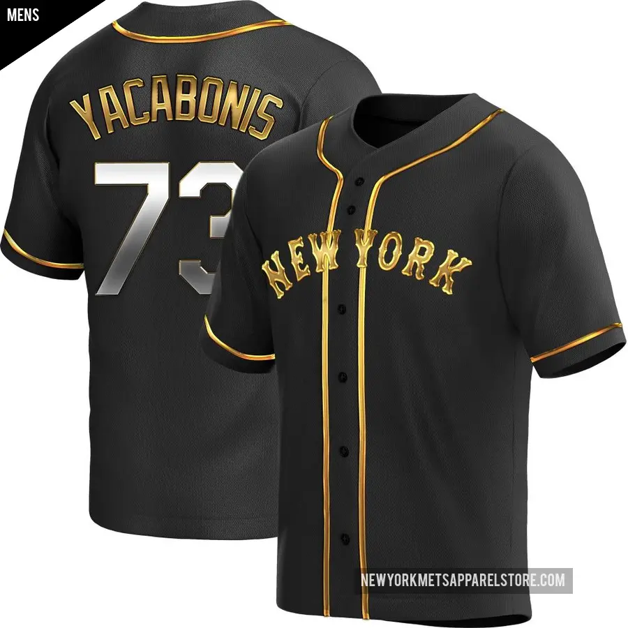 Men's New York Mets ＃73 Jimmy Yacabonis Replica Gold Black en Alternate Jersey