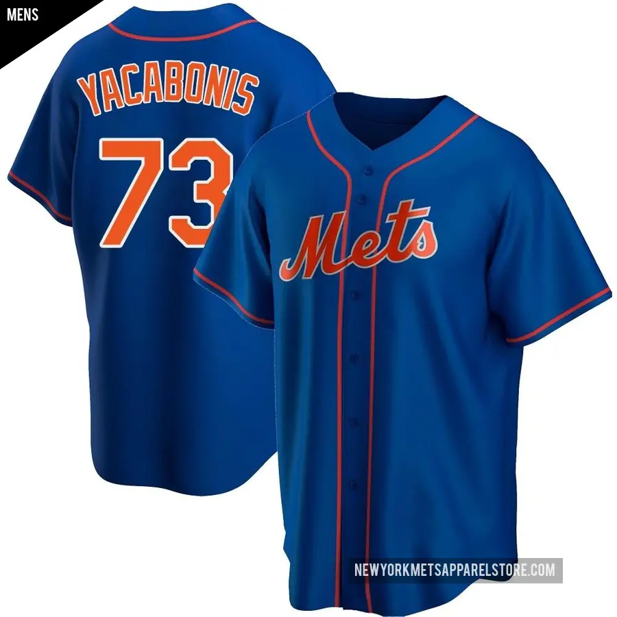 Men's New York Mets ＃73 Jimmy Yacabonis Replica Royal Alternate Jersey