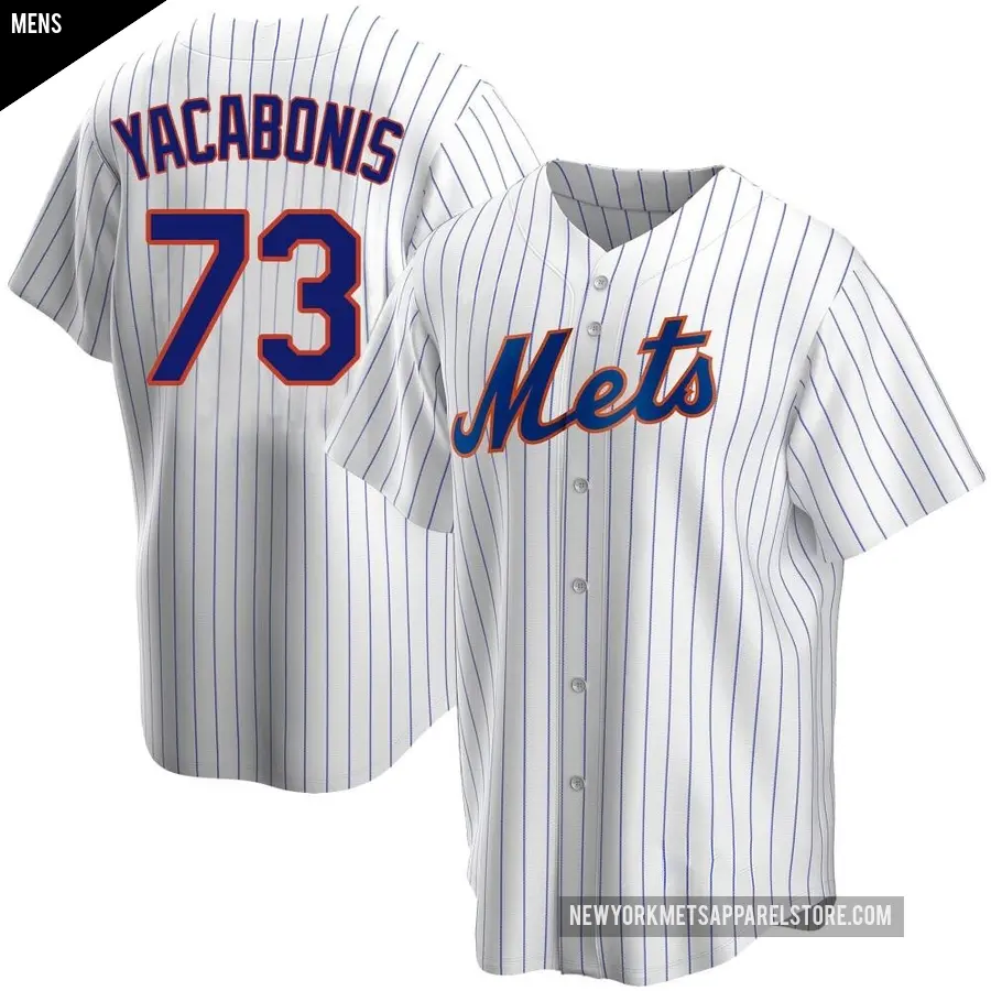 Men's New York Mets ＃73 Jimmy Yacabonis Replica White Home Jersey