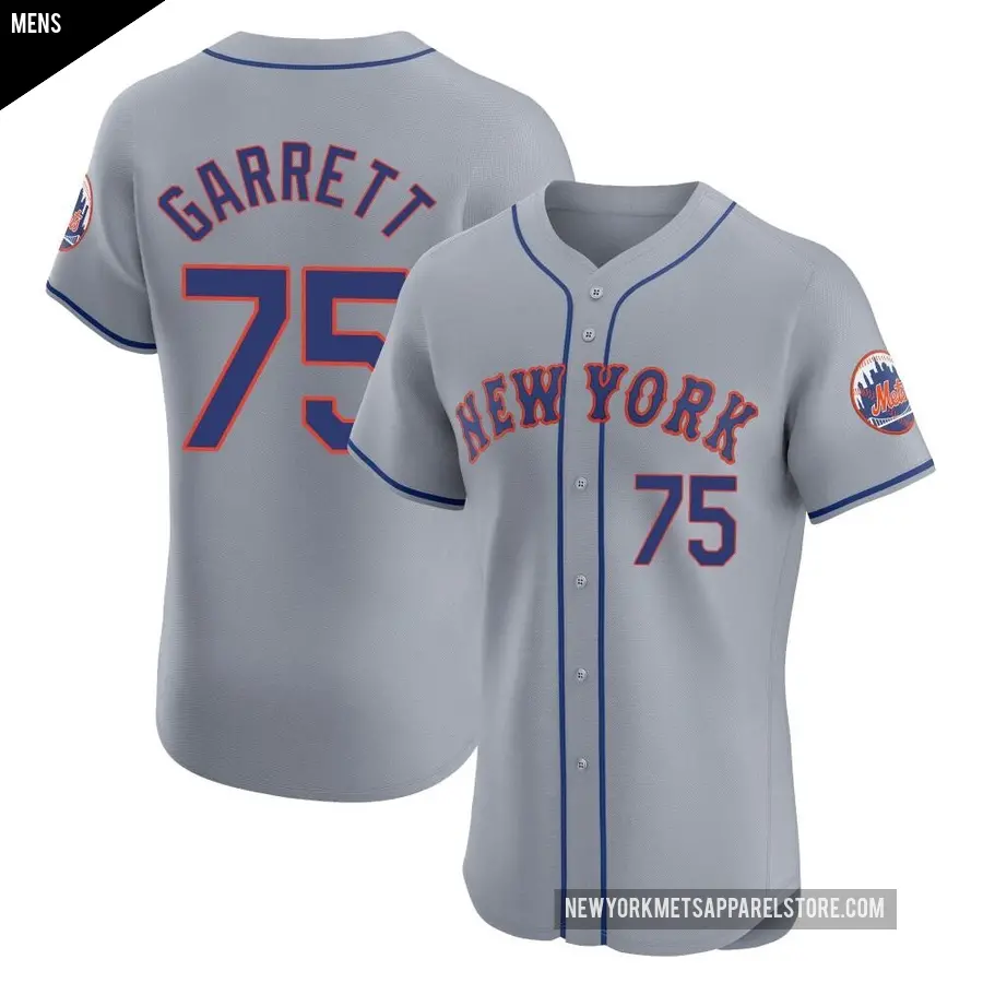 Men's New York Mets ＃75 Reed Garrett Elite Gray Road Jersey