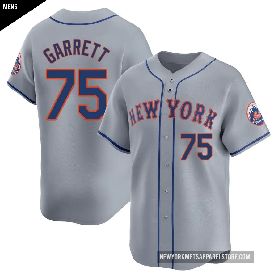 Men's New York Mets ＃75 Reed Garrett Limited Gray Away Jersey