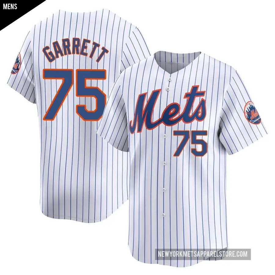 Men's New York Mets ＃75 Reed Garrett Limited White Home Jersey