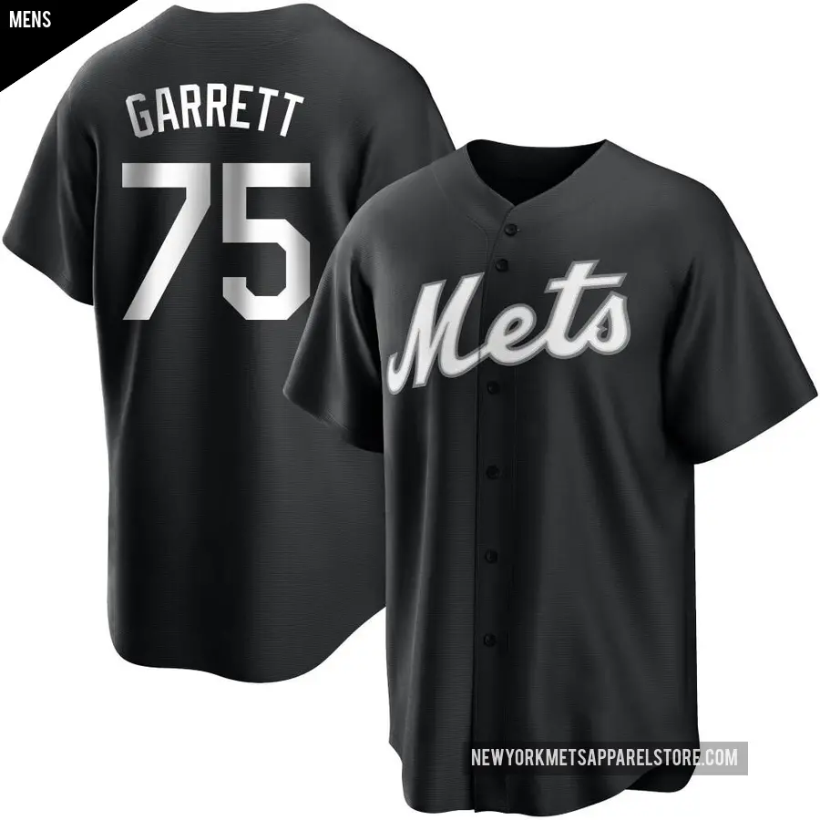 Men's New York Mets ＃75 Reed Garrett Replica Black/White Jersey