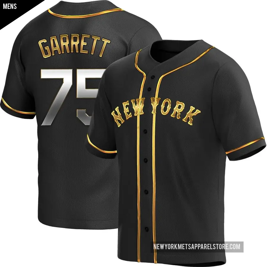 Men's New York Mets ＃75 Reed Garrett Replica Gold Black en Alternate Jersey