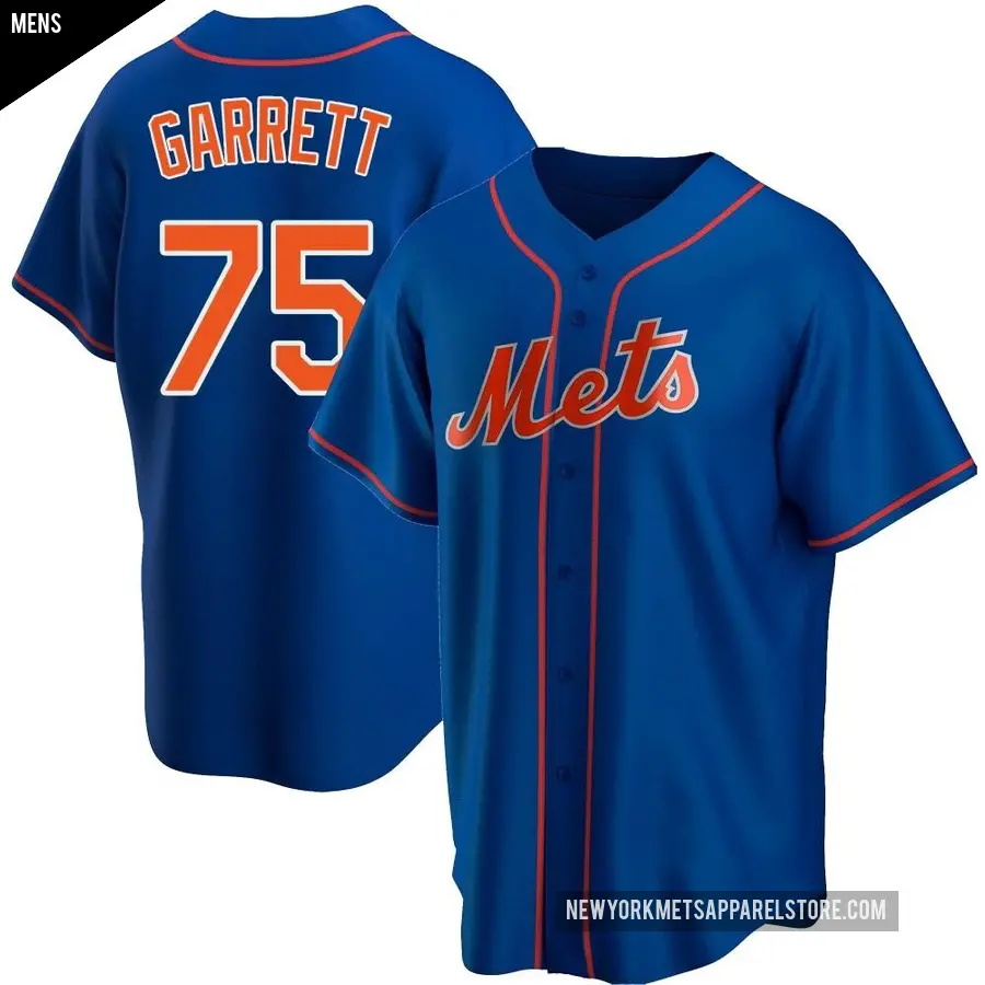 Men's New York Mets ＃75 Reed Garrett Replica Royal Alternate Jersey