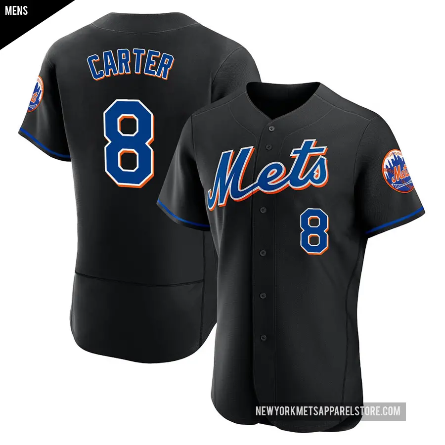 Men's New York Mets ＃8 Gary Carter Authentic Black 2022 Alternate Jersey