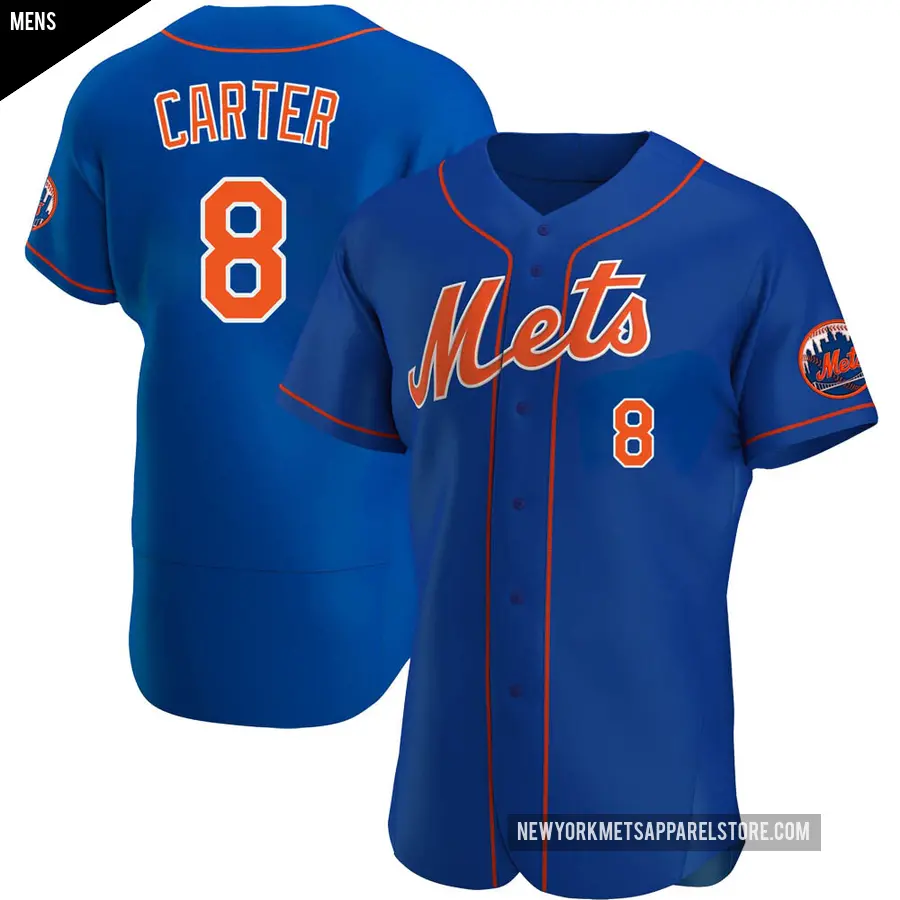 Men's New York Mets ＃8 Gary Carter Authentic Royal Alternate Jersey