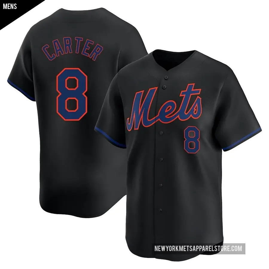 Men's New York Mets ＃8 Gary Carter Limited Black Alternate Jersey