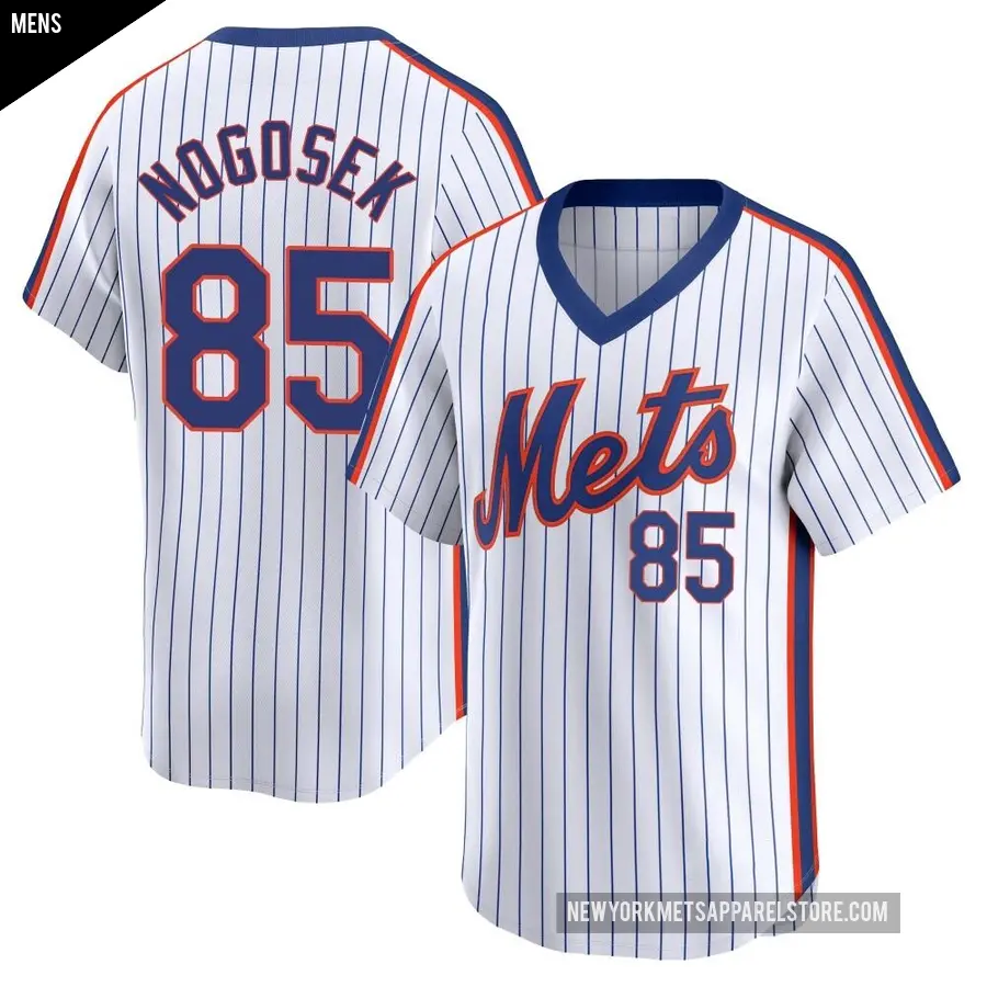 Men's New York Mets ＃85 Stephen Nogosek Limited White Cooperstown Collection Jersey