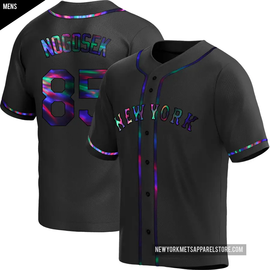 Men's New York Mets ＃85 Stephen Nogosek Replica Black Holographic Alternate Jersey