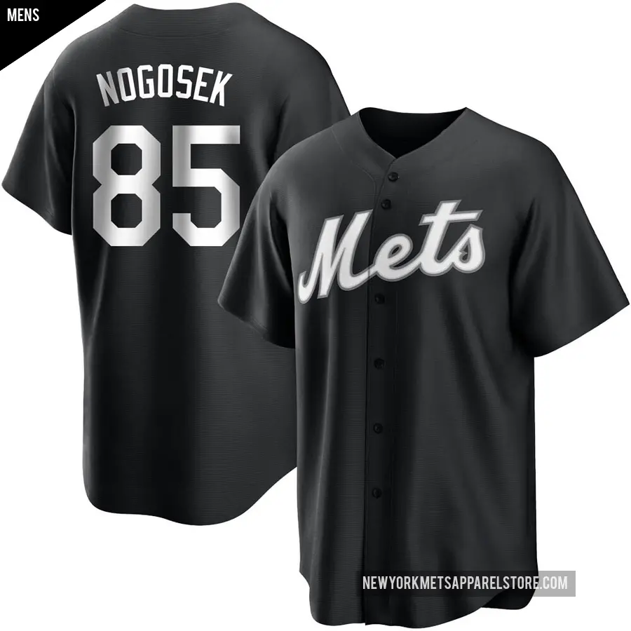 Men's New York Mets ＃85 Stephen Nogosek Replica Black/White Jersey