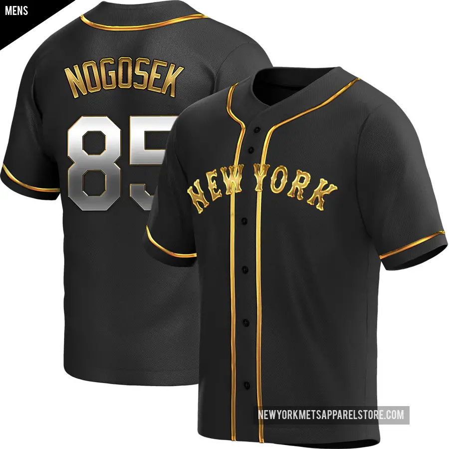 Men's New York Mets ＃85 Stephen Nogosek Replica Gold Black en Alternate Jersey