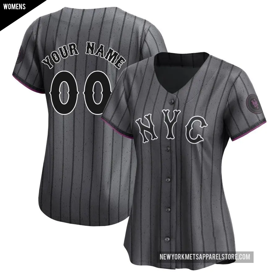 Women's New York Mets ＃00 Custom Limited Graphite 2024 City Connect Jersey