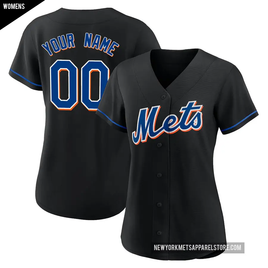 Women's New York Mets ＃00 Custom Replica Black 2022 Alternate Jersey