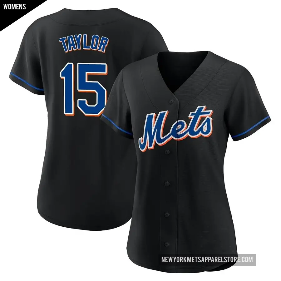 Women's New York Mets ＃15 Tyrone Taylor Authentic Black 2022 Alternate Jersey