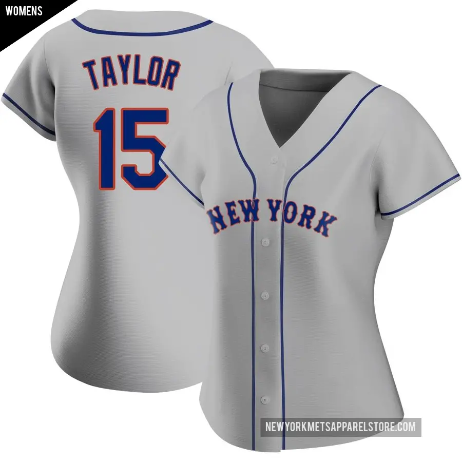 Women's New York Mets ＃15 Tyrone Taylor Authentic Gray Road Jersey