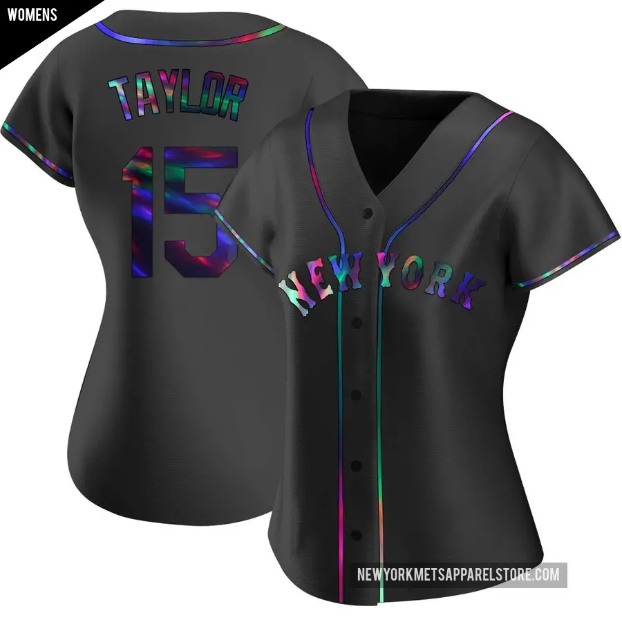 Women's New York Mets ＃15 Tyrone Taylor Replica Black Holographic Alternate Jersey