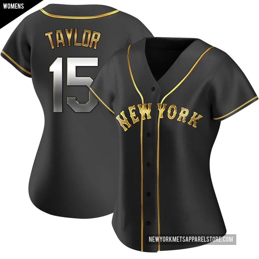 Women's New York Mets ＃15 Tyrone Taylor Replica Gold Black en Alternate Jersey