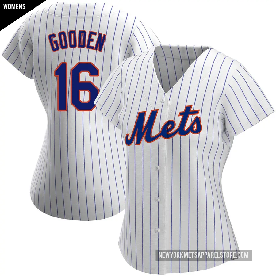 Women's New York Mets ＃16 Dwight Gooden Authentic White Home Jersey