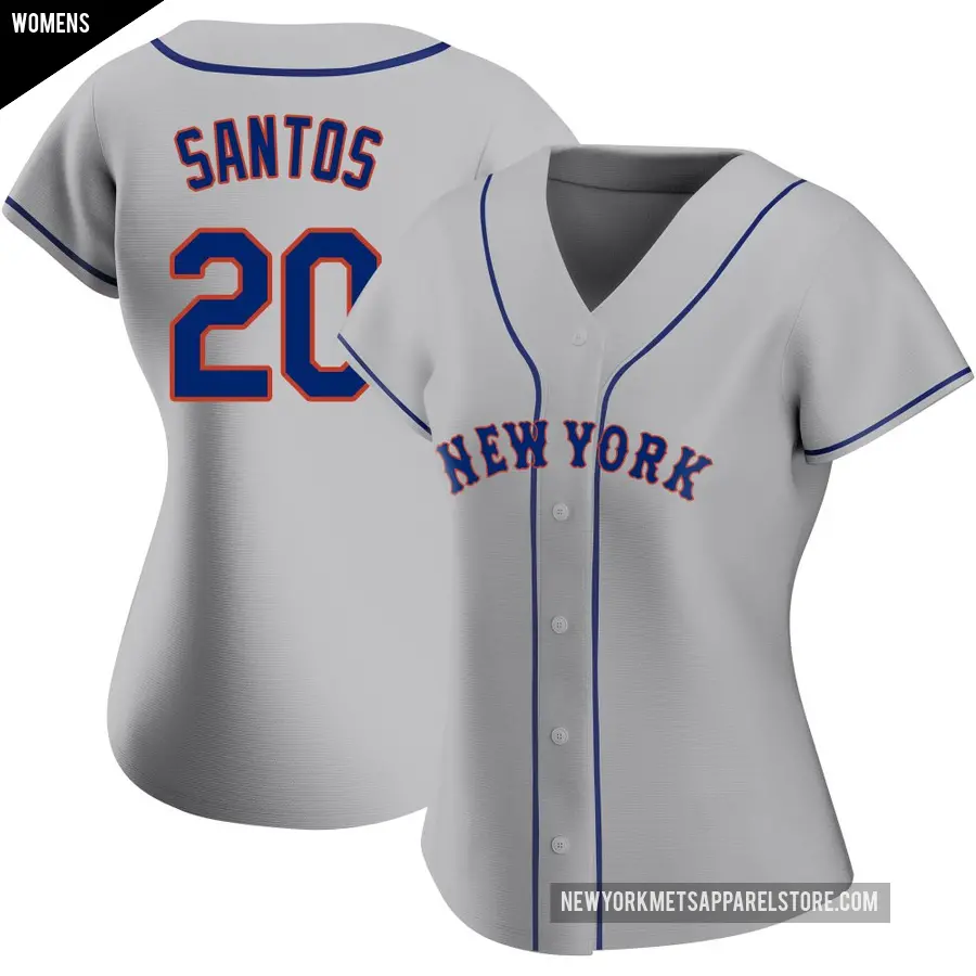 Women's New York Mets ＃20 Luis De Los Santos Authentic Gray Road Jersey