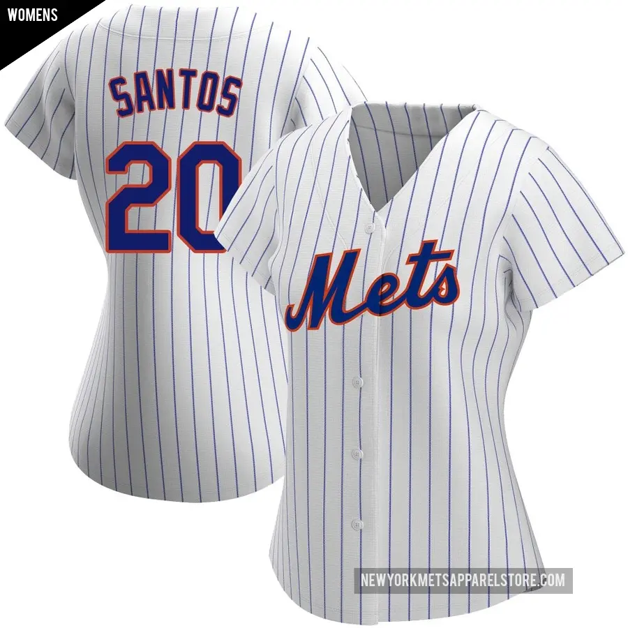 Women's New York Mets ＃20 Luis De Los Santos Authentic White Home Jersey