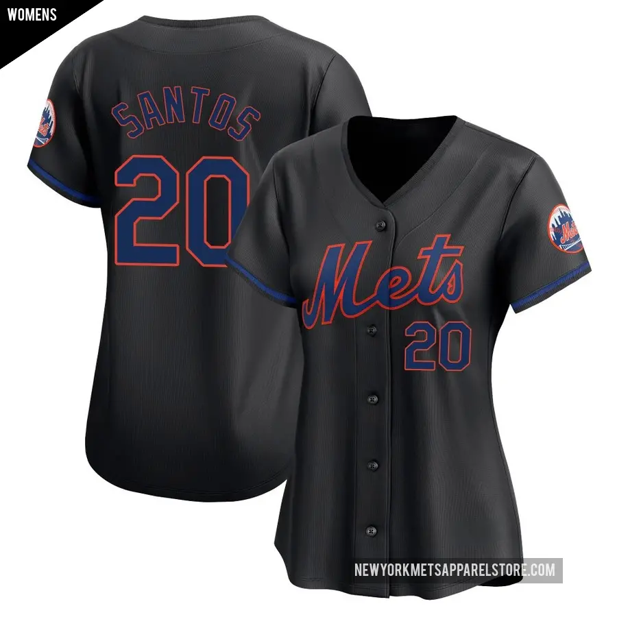 Women's New York Mets ＃20 Luis De Los Santos Limited Black Alternate Jersey