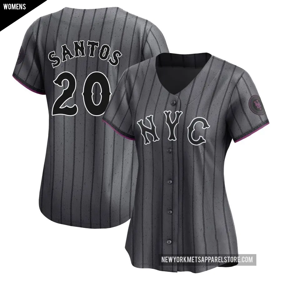 Women's New York Mets ＃20 Luis De Los Santos Limited Graphite 2024 City Connect Jersey