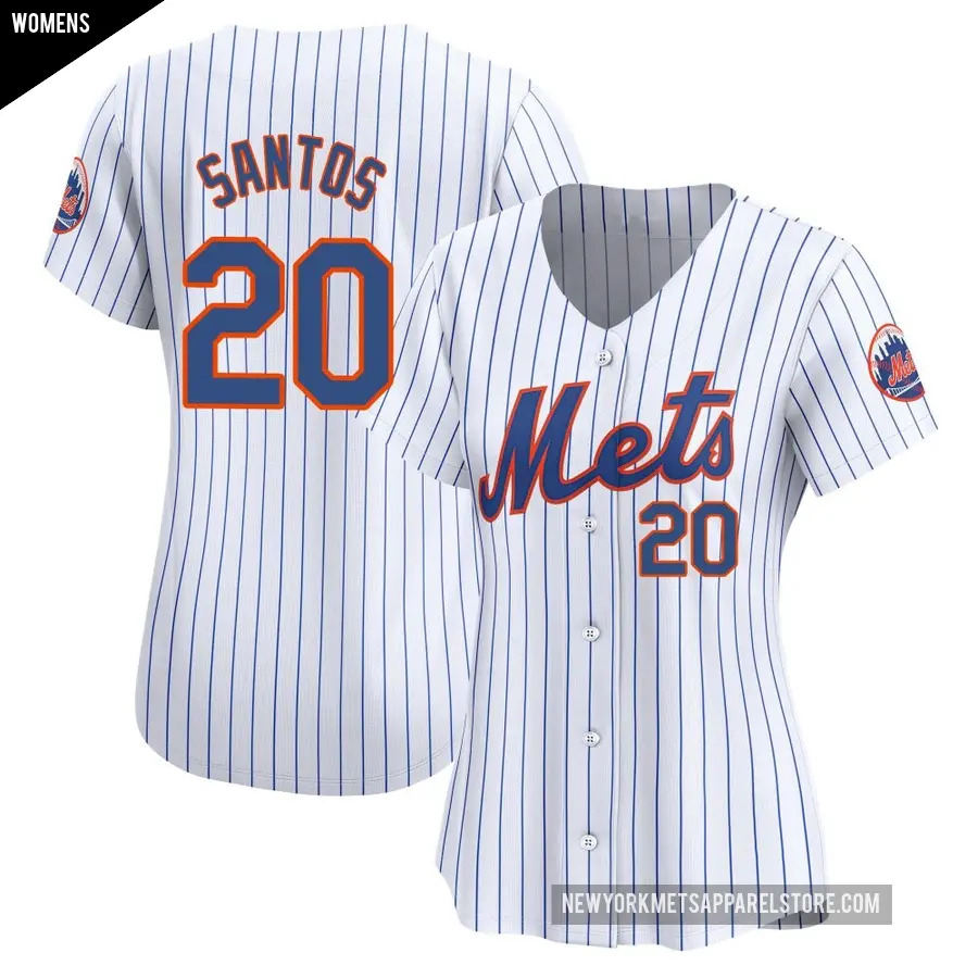 Women's New York Mets ＃20 Luis De Los Santos Limited White Home Jersey