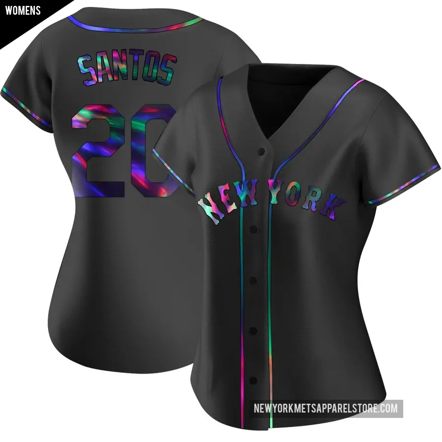 Women's New York Mets ＃20 Luis De Los Santos Replica Black Holographic Alternate Jersey