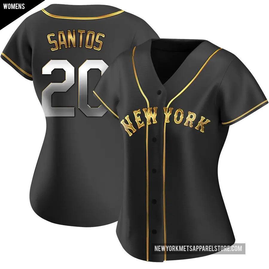 Women's New York Mets ＃20 Luis De Los Santos Replica Gold Black en Alternate Jersey