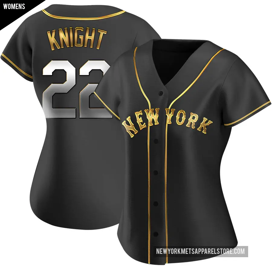 Women's New York Mets ＃22 Ray Knight Replica Gold Black en Alternate Jersey