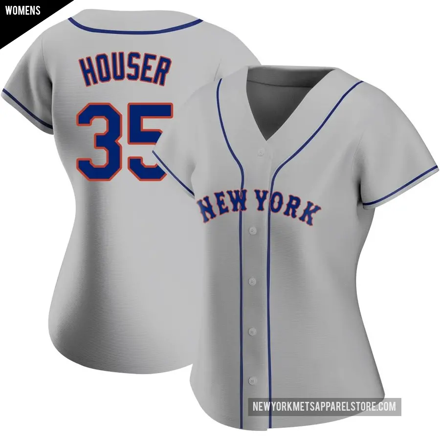 Women's New York Mets ＃35 Adrian Houser Authentic Gray Road Jersey