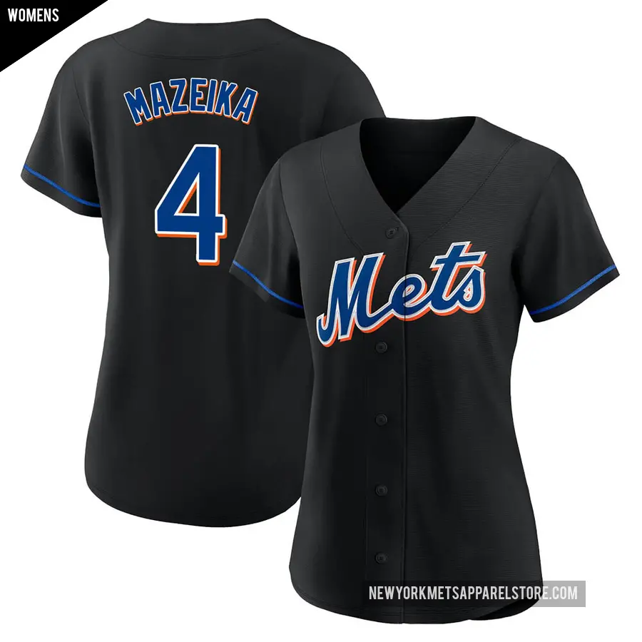 Women's New York Mets ＃4 Patrick Mazeika Authentic Black 2022 Alternate Jersey