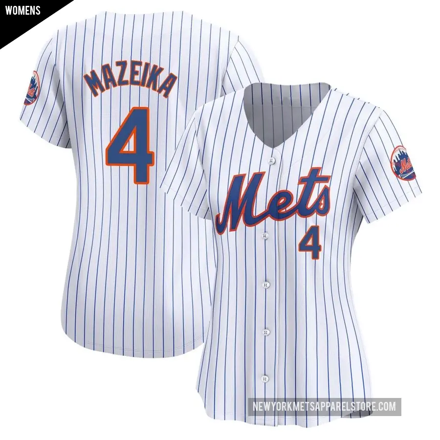 Women's New York Mets ＃4 Patrick Mazeika Limited White Home Jersey